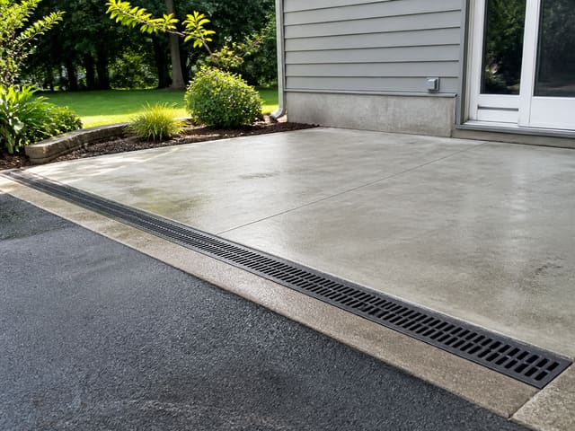 Channel drain along driveway edge