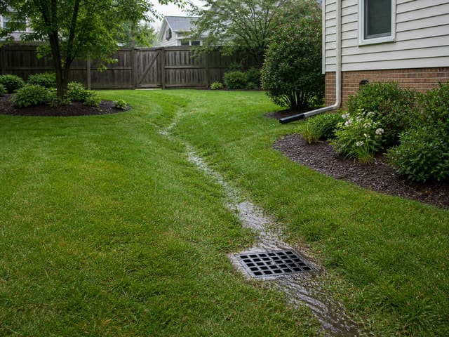 Yard drainage installation with catch basin